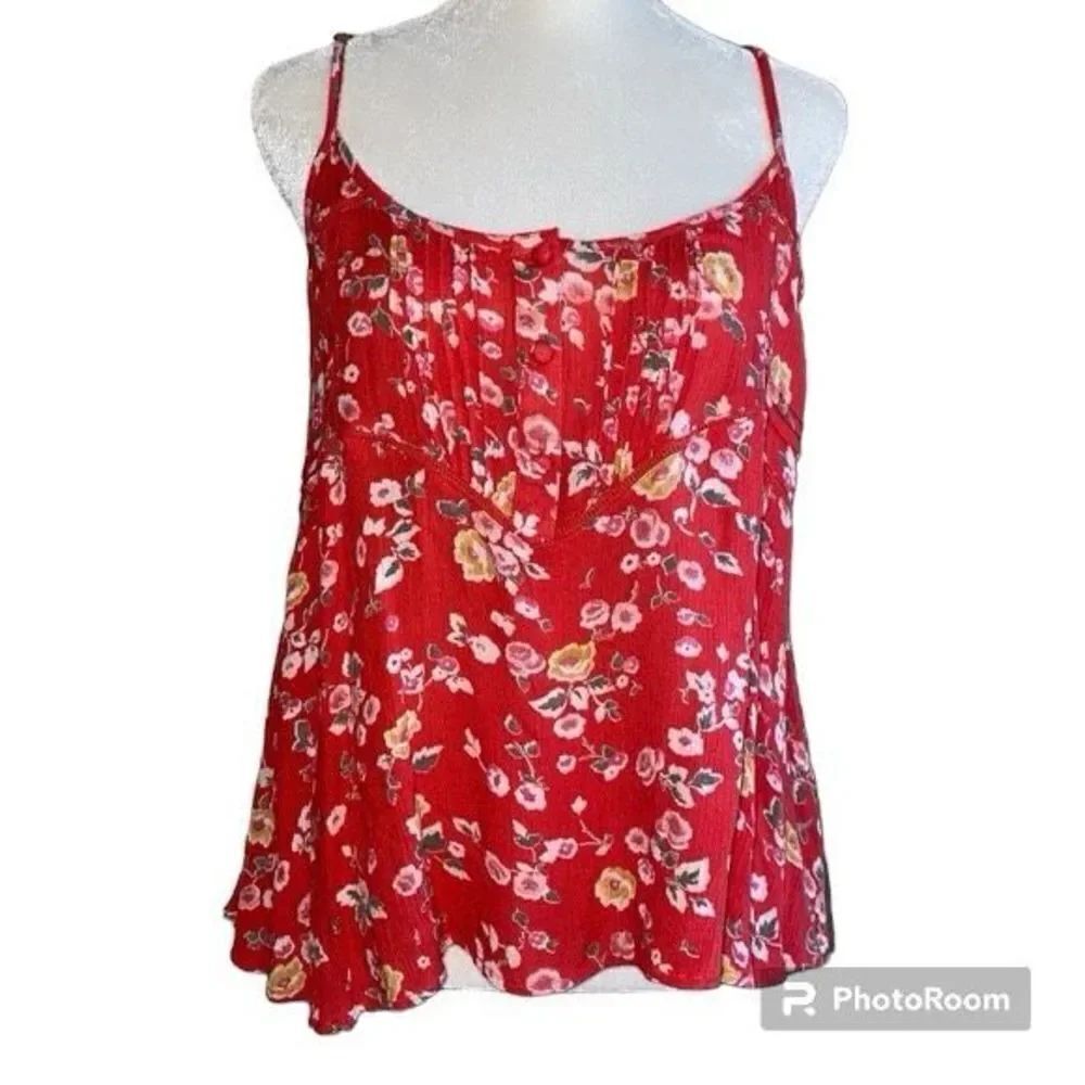 ✨Billabong Floral Eyelet 3-4 Button Down Sz Medium Tank Top✨